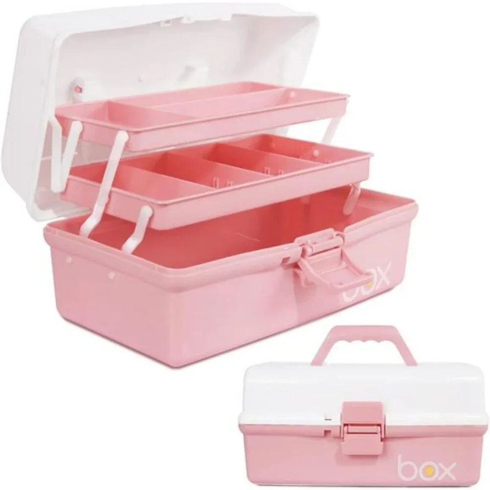 Three Layer Storage Box Organizer with Trays for Crafts Sewing Tools Medicine